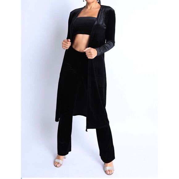 2 piece velvet tube top and flare pants set - Picture 4 of 4